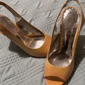 BCBGirls Women's Ombré Peach and Nude Slingback Peep Toe Heels